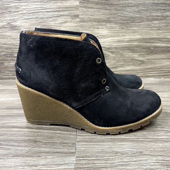 Sperry Stella Prow Black Wedge Ankle Booties Women's Shoe Size 6.5 - Picture 1 of 11